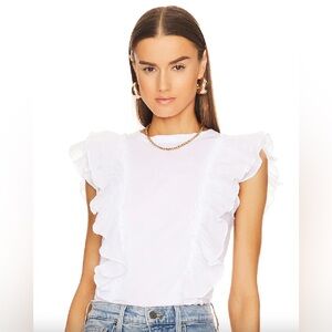 Veronica Beard White Ruffle Top